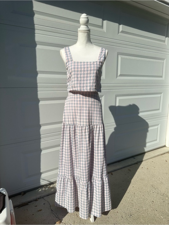 Buddy Love Dresses & Skirts - Buddy Love Pink and Gray Gingham Maxi Skirt Set